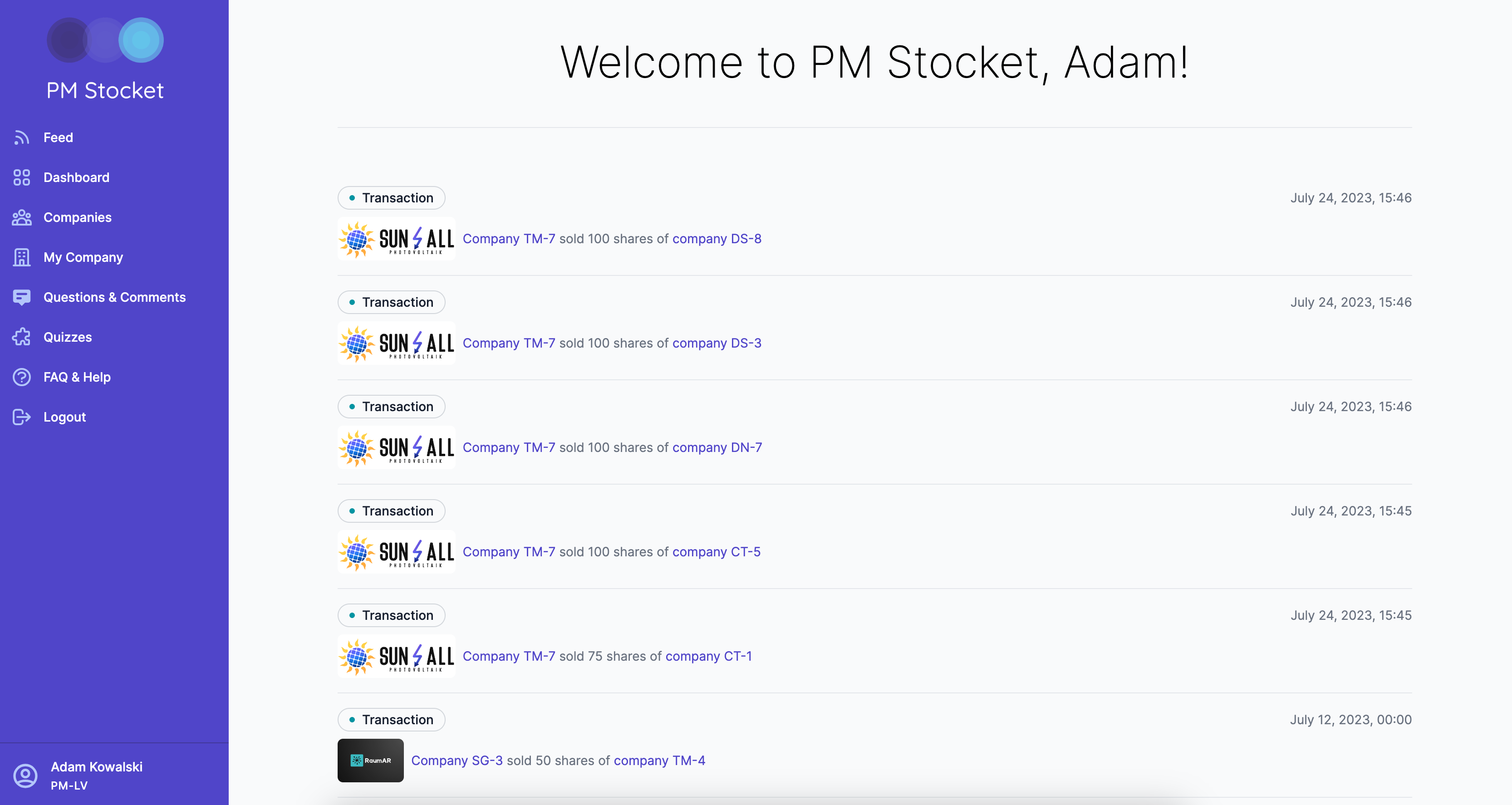 Representation of PM Stocket